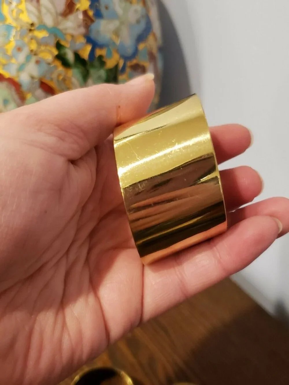 Vintage Slanted Brass Napkin Rings Lot Set of 4 READ